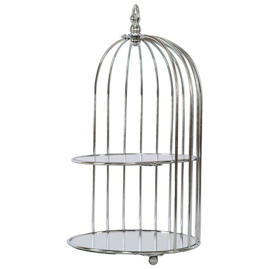 2 Tier Metal Bird Cage Inspired Display Stand