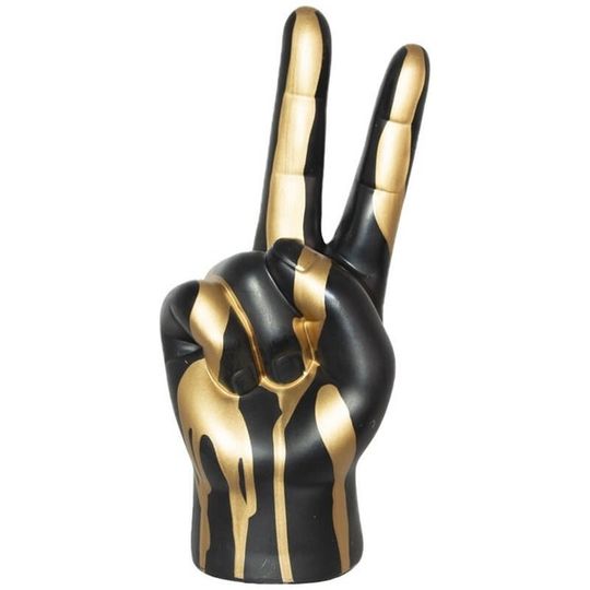 Black/Gold Peace Sign Hand Ornament