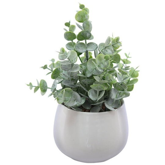Artificial Eucalyptus Leaf Plant in White Pot