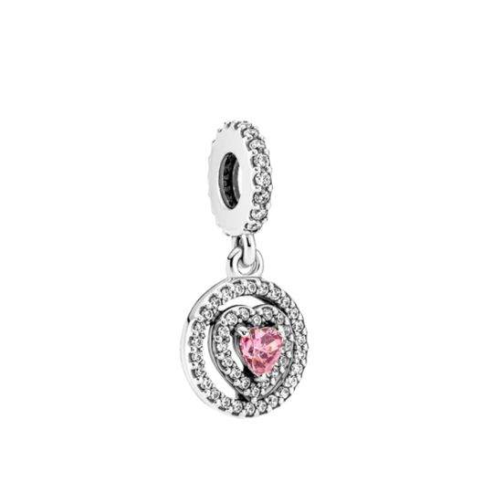 Sparkling Pink Halo Heart Charm