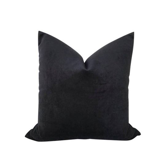 Lux Velvet Cushion with Feather inner - Black