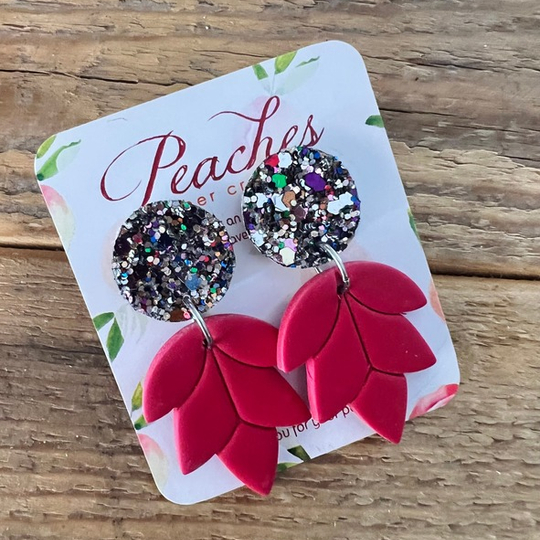 Lotus Cherry Red Flower with Glitter