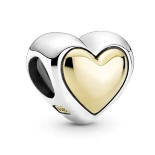 Two Tone Heart of Gold Charm