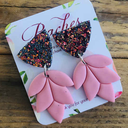 Lotus Pink Flower with Glitter