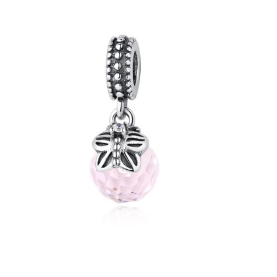 Pink Butterfly Morning Crystal Charm