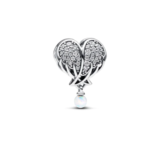 Sparkling Angel Wings and Heart Charm