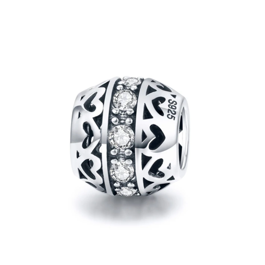 Cubic Zirconia Stackable Hearts Charm