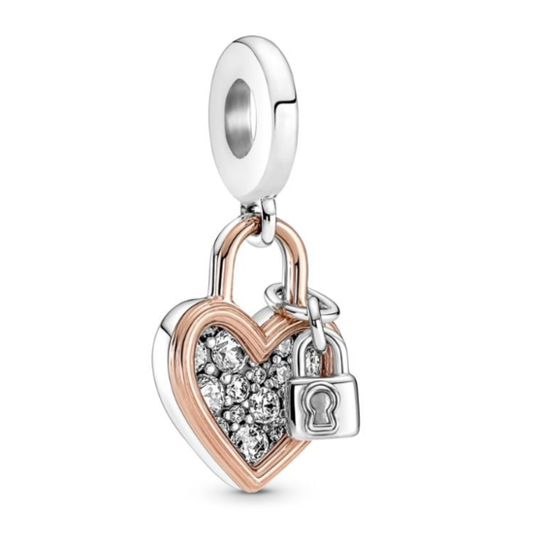 Heart Padlock Double Charm