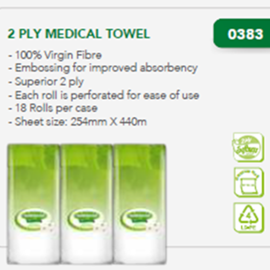 Twinsaver 2 Ply Medical Towel 18 Rolls per Case