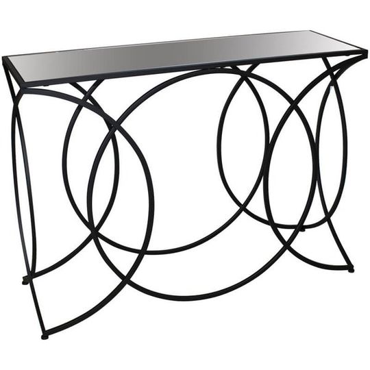 Black Metal Console Table with Mirror Top