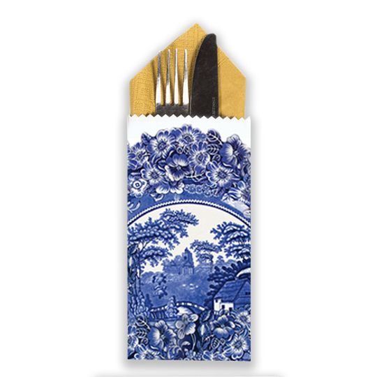 6 Cutlery bags - Blue flowers