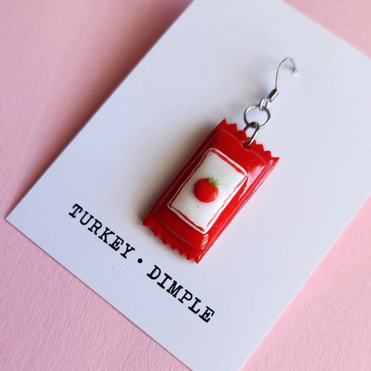 Tomato sauce sachet - Single earring