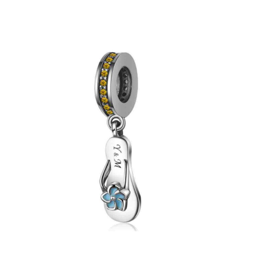 Gold Cubic Zirconia Flip Flop Charm