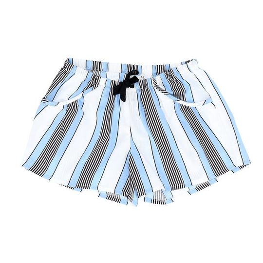 Girls Short Pants - Pockets White Stripe