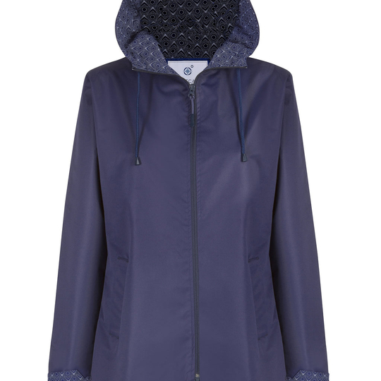 Navy Long Length Raincoat