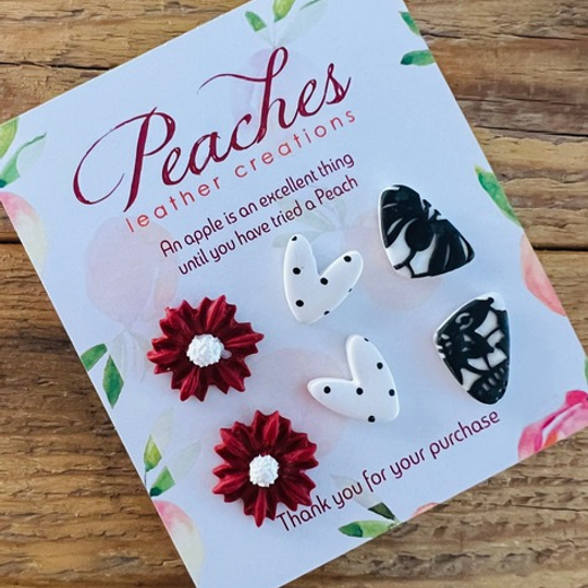 Burnt Flower & Polka's Polymer Clay Studs