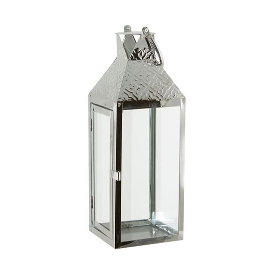 SILVER METAL LANTERN - TWO SIZES AVAILABLE