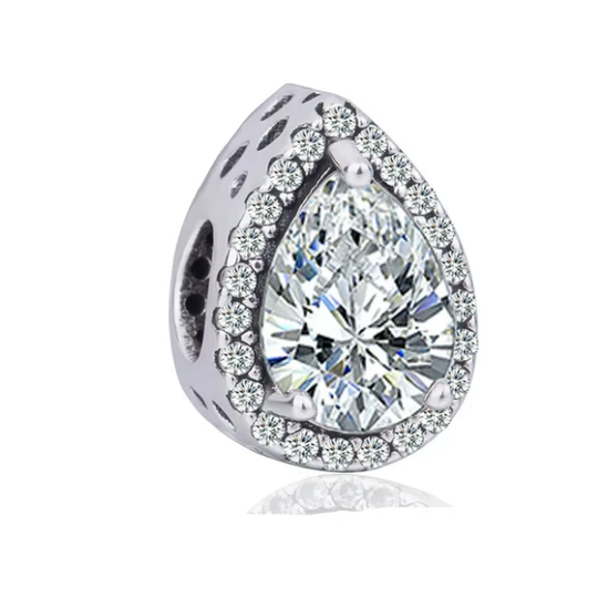 Vintage Crystal Teardrop Cubic Zirconia Charm