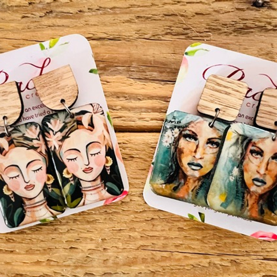 Pop Art Faces Painted Ladies Wood & Resin Design