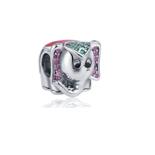 Colourful Elephant Cubic Zirconia Charm