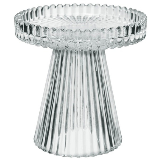 Ribbed Clear Glass Pillar Candle Holder