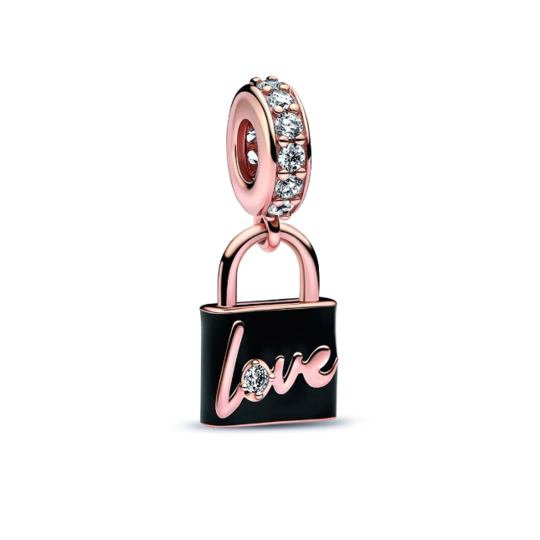 Two Tone Black Love Lock Charm