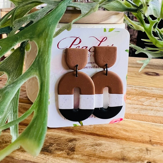 Tan & Black Oval Polymer Clay
