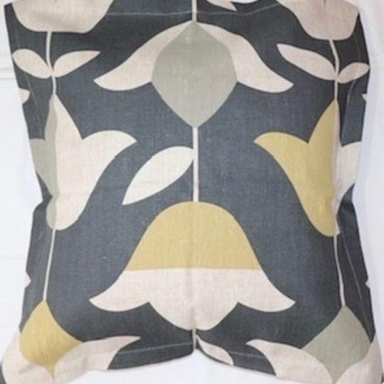 Grey and mustard tulip cushion cover