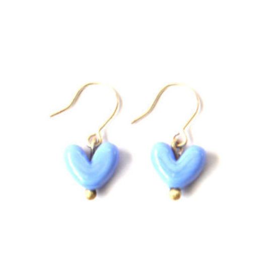 Glass Nunu Hearts Dangle Earrings