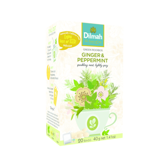 Dilmah Green Rooibos with Ginger & Peppermint (20 x 2g tagged tea bags)