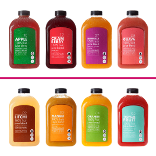 1 Litre - 100% Juice Concentrate (NO ADDED SUGAR) (11 DIFFERENT FLAVOURS)