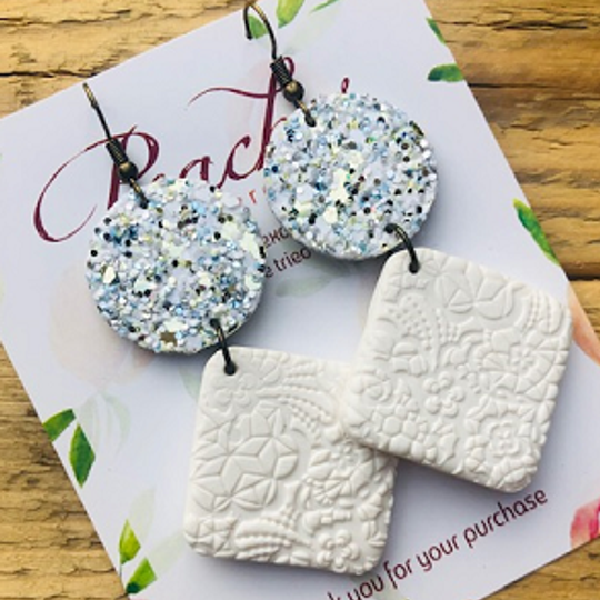 Glitter Leather & Lace White Polymer Clay