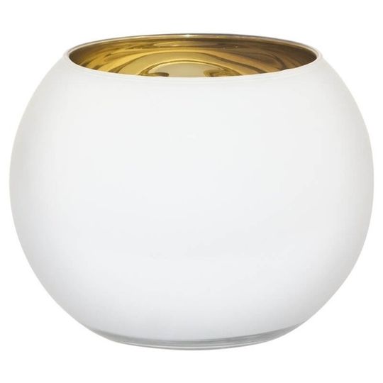 Matte White/Gold Glass Ball Vase