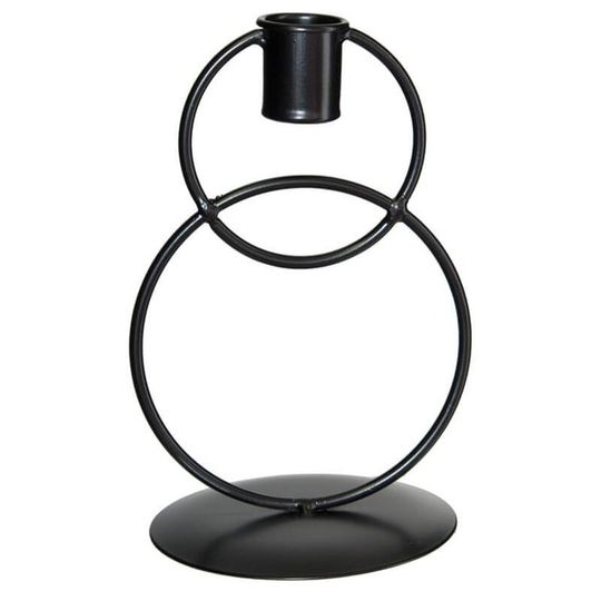 Matte Black Double Ring Candleholder