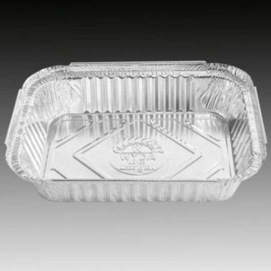 WHD4153-Heavy-duty double portion, medium sized disposable aluminium foil container with 890ml capacity.