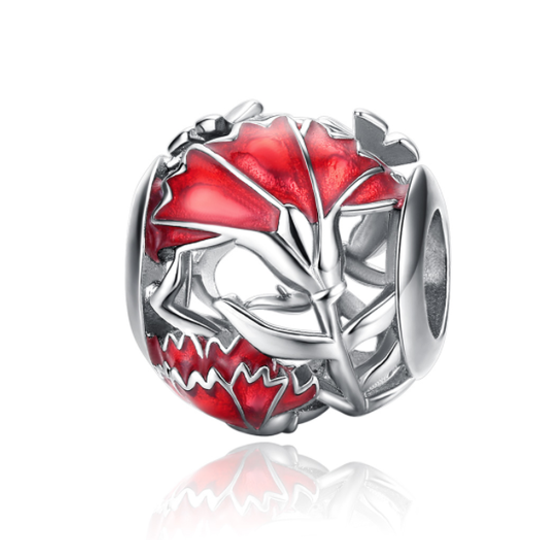 Red Crystal Flower Charm