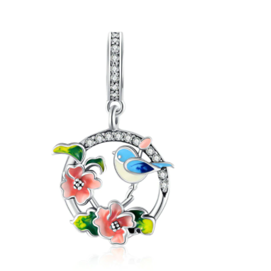 Colourful Bird & Flowers Secret Garden Charm