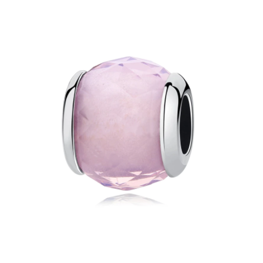 Geometric Pink Facet Glass Charm