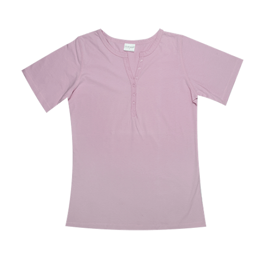 Ladies Short Sleeve - Buttons Pink