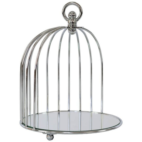 Silver Metal Bird Cage Inspired Display Stand