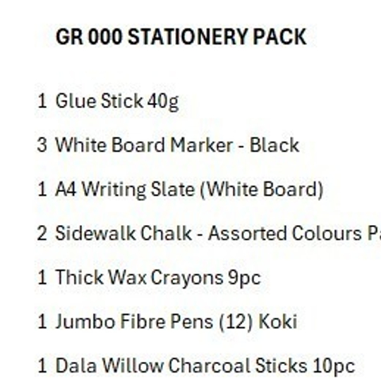 Gr 000 Stationery Pack