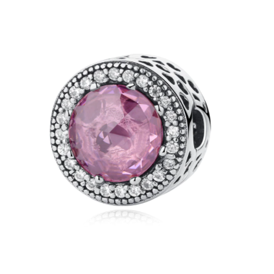Crystal Pink Cubic Zirconia Glass Crystal Charm