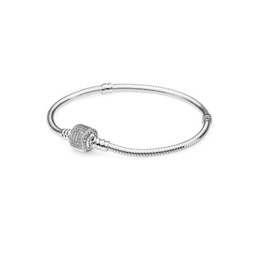 Cubic Zirconia Barrel Clasp Snake Bracelet