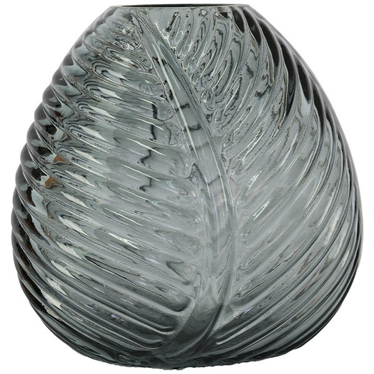 Tinted Grey Leaf Design Bud Vase