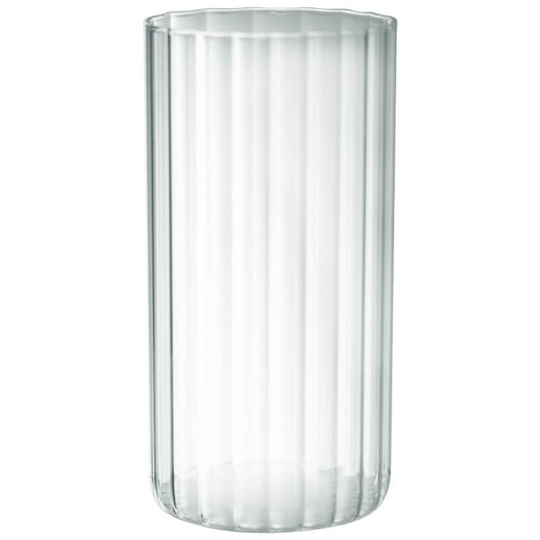 Fluted Clear Glass Cylinder Vase 20cm