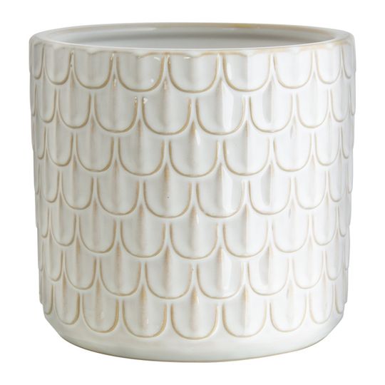 Cream Ceramic Textured Pot