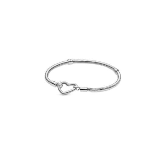 Silver Open-Heart Clasp Bracelet