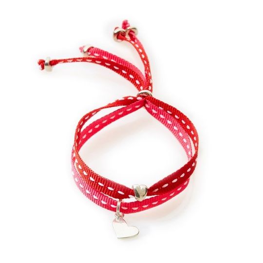 CHEEKY Bracelet with ribbons Heart - Cerise/Red