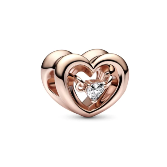 Rose Gold Plated Cubic Zirconia Heart Charm