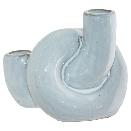 Glazed Ceramic Knot Candleholder - White wash